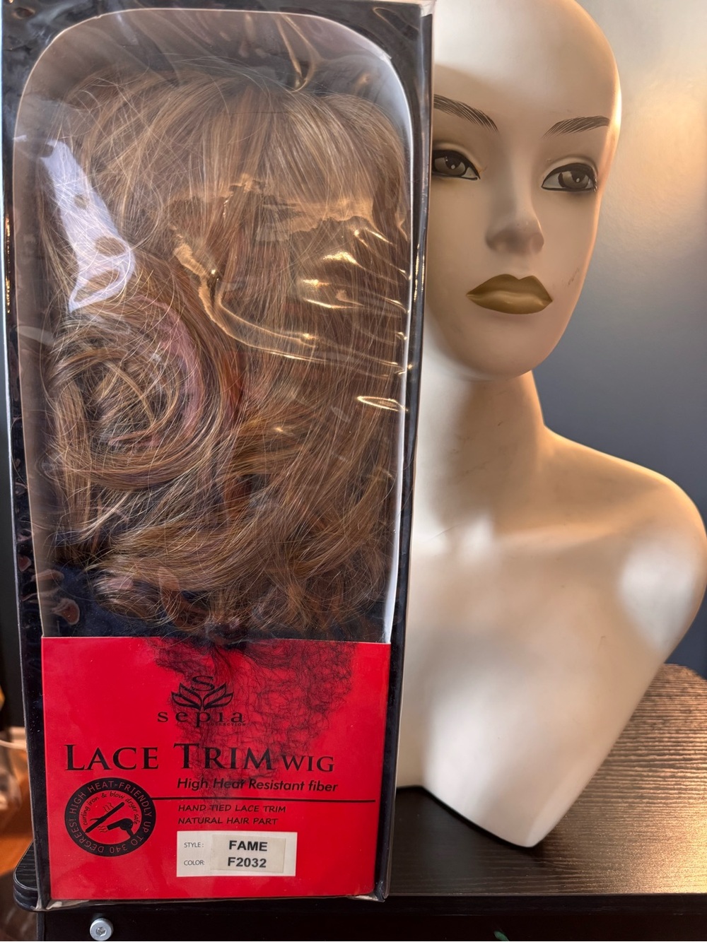 Lace Trim Wig FAME F2032 in Light Brown with Pink Highlights